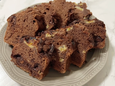 バター不使用!超簡単チョコバナナパウンドケーキ